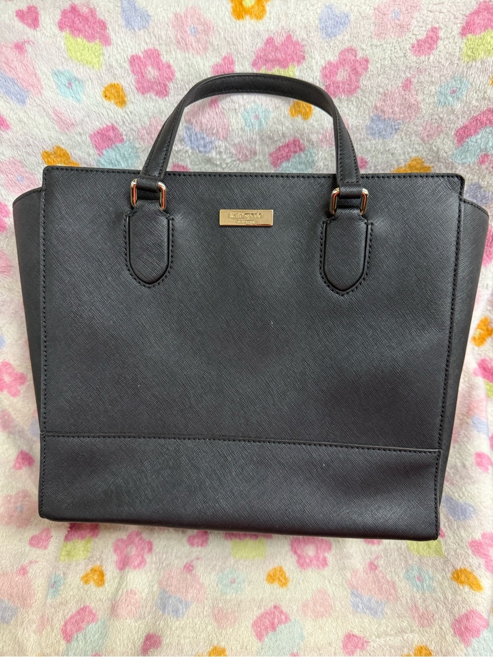 kate spade Black Saffiano Satchel with Gold Hardware